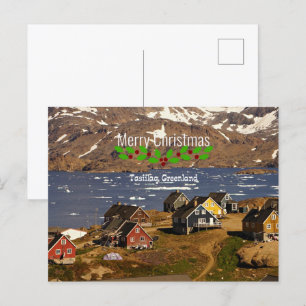 Vrolijk kerstfeest, Tasiilaq, Groenland Feestdagenkaart