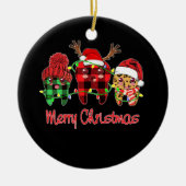 Vrolijk kerstfeest Tooth Leopard Keramisch Ornament (Voorkant)