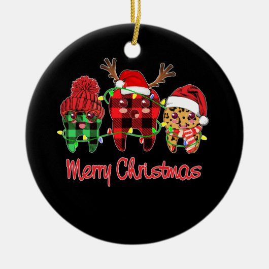 Vrolijk kerstfeest Tooth Leopard Keramisch Ornament (Voorkant)