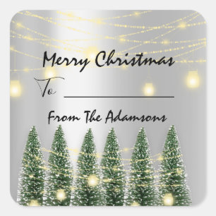 Vrolijk kerstfeest tot..Van familienaam Vakantie b Vierkante Sticker