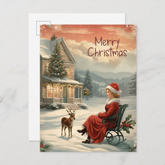 vrolijk kerstfeest traditioneel Briefkaart (Voorkant / Achterkant)