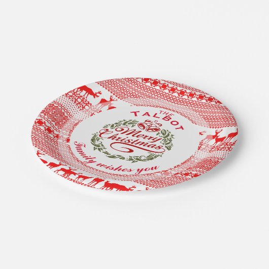 VROLIJK KERSTFEEST Traditioneel gepersonaliseerd P Papieren Bordje (Gekanteld)