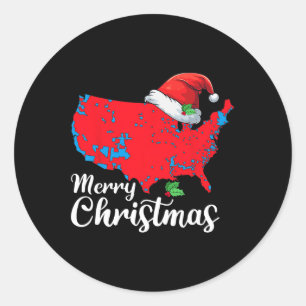 Vrolijk Kerstfeest Trump Patriottische VS Kaart 20 Ronde Sticker
