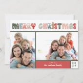 Vrolijk kerstfeest Twee Fotoserie Kaart feestdag (Voorkant)