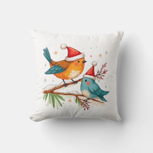 Vrolijk kerstfeest twee liefdevolle vogels kussen (Voorkant)