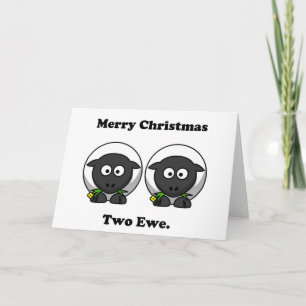 Vrolijk kerstfeest twee ooien naar u Cartoon Feestdagen Kaart