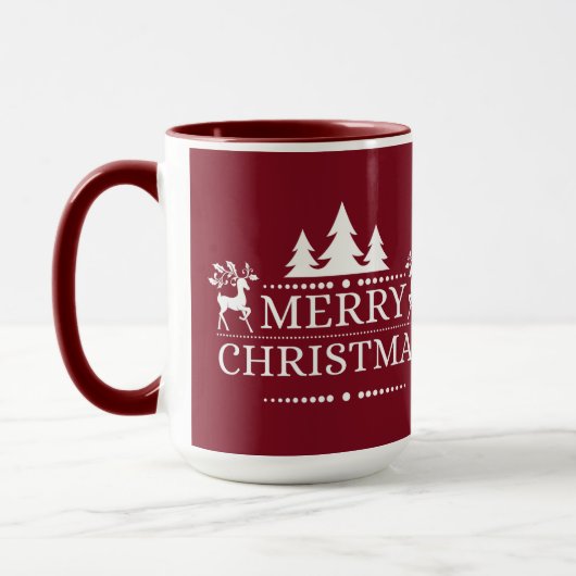 Vrolijk kerstfeest Twee-toon-Mok-diep rood Mok (Links)
