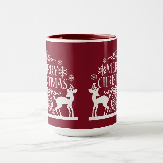 Vrolijk kerstfeest Twee-toon-Mok-diep rood Mok (Midden)