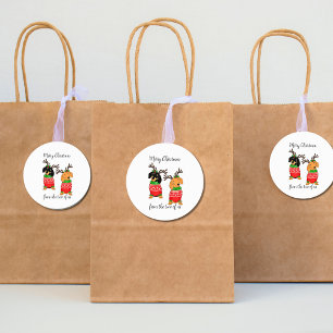 Vrolijk kerstfeest twee uitgedoste teckels ronde sticker