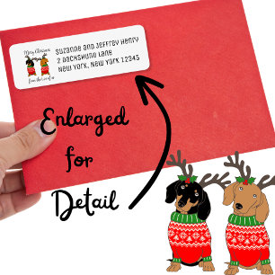 Vrolijk kerstfeest twee uitgedoste teckels vakanti etiket