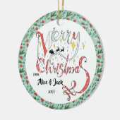 Vrolijk kerstfeest Typografie Editable text Kerstm Keramisch Ornament (Links)