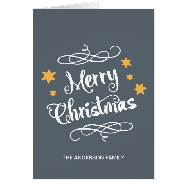 Vrolijk Kerstfeest Typografie Slate Grey White (Voorkant)