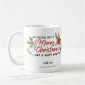 Vrolijk Kerstfeest Typografie Vakantie Botanisch Koffiemok (Links)