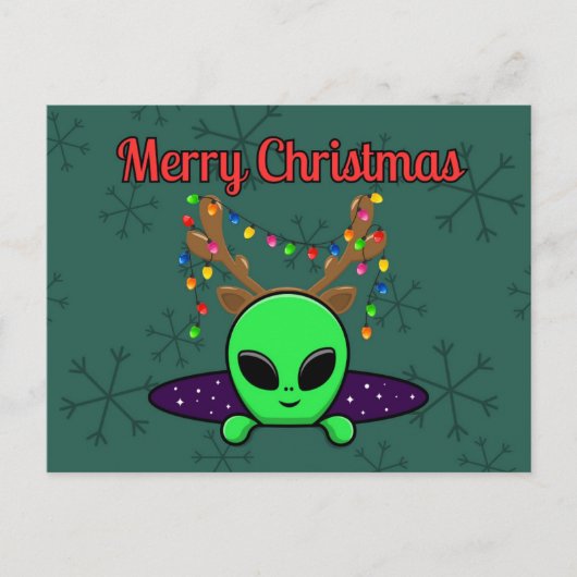 "Vrolijk kerstfeest" UFO Alien Briefkaart (Voorkant)