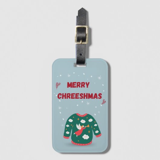 Vrolijk kerstfeest Ugly Sweater Angel Bagagelabel (Voorkant (verticaal))