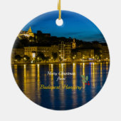 Vrolijk kerstfeest uit Boedapest - Donau-rivierCer Keramisch Ornament (Achterkant)