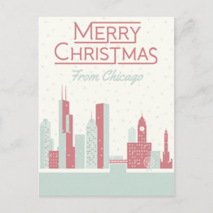 Vrolijk kerstfeest uit Chicago Briefkaart