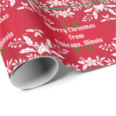 Vrolijk kerstfeest uit Chicago Cadeaupapier (Rol Hoek)