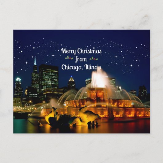 Vrolijk kerstfeest uit Chicago, Illinois Briefkaart (Voorkant)