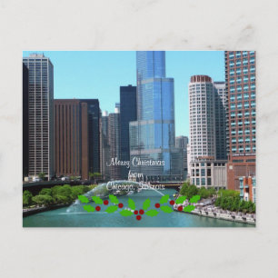Vrolijk kerstfeest uit Chicago Illinois Feestdagenkaart