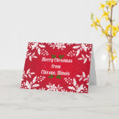 Vrolijk Kerstfeest uit Chicago, Illinois Kaart (Gele Bloem)