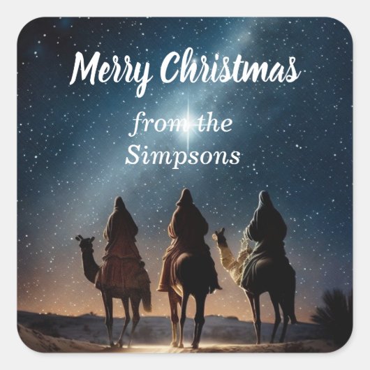 Vrolijk kerstfeest uit de naam vierkante sticker (Voorkant)