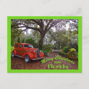 Vrolijk kerstfeest uit Florida Classic Car Bok Tow Briefkaart