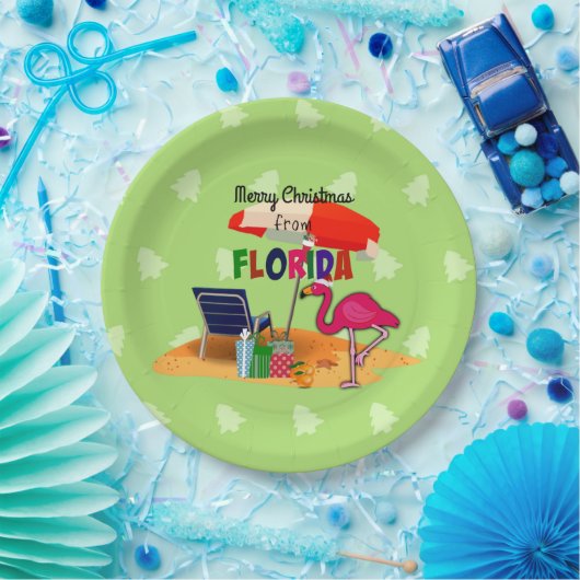 Vrolijk kerstfeest uit Florida, kleurrijk Papieren Bordje (Feest)