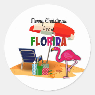 Vrolijk kerstfeest uit Florida Ronde Sticker