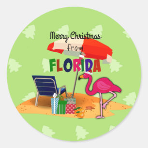Vrolijk kerstfeest uit Florida Ronde Sticker