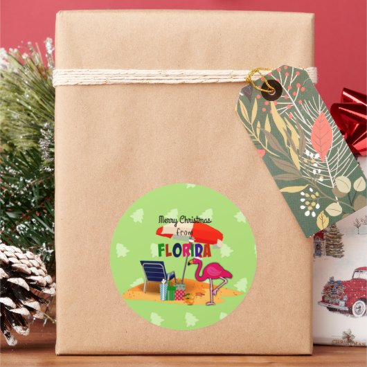 Vrolijk kerstfeest uit Florida Ronde Sticker (Feestdagen)