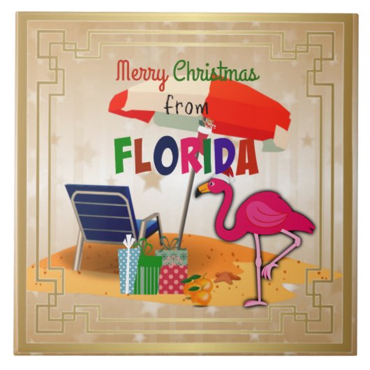 Vrolijk kerstfeest uit Florida Tegeltje (Voorkant)