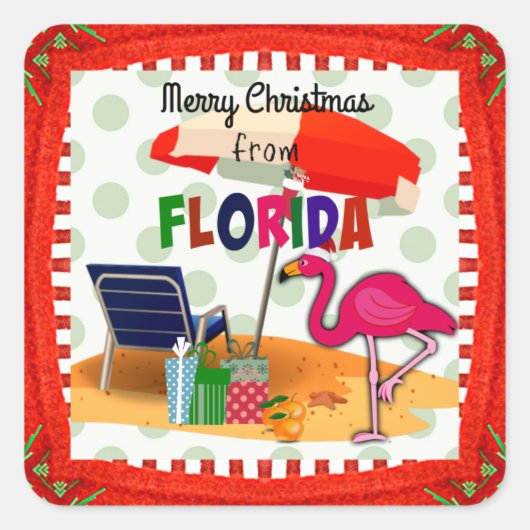 Vrolijk kerstfeest uit Florida.. verbijsterend! Vierkante Sticker (Voorkant)