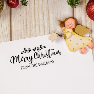 Vrolijk kerstfeest uit (gebruikelijk) gezin, rubberstempel