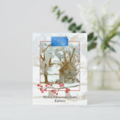 Vrolijk kerstfeest uit het winterkajuitlandschap v briefkaart (Staand voorkant)