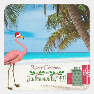 Vrolijk kerstfeest uit Jacksonville, FL Vierkante Sticker