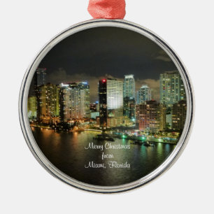 Vrolijk kerstfeest uit Miami, Florida Metalen Ornament