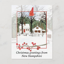 Vrolijk kerstfeest uit New Hampshire Winter Snow Feestdagenkaart