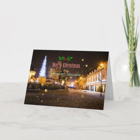 Vrolijk kerstfeest uit Poprad, Slowakije Kaart (Voorkant)