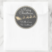 Vrolijk kerstfeest uit sinterrendiersmat grijs ronde sticker (Tas)