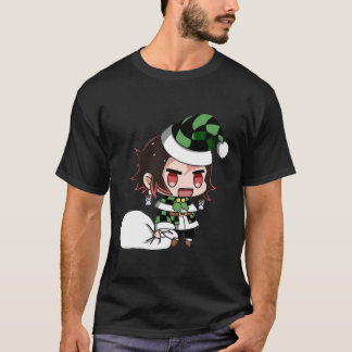 Vrolijk kerstfeest uit Tanjiro Kamado Demon Slayer T-shirt