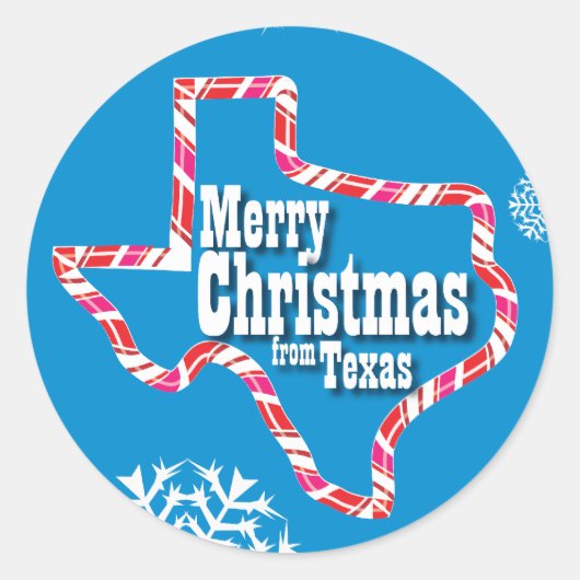 Vrolijk kerstfeest uit Texas Ronde Sticker (Voorkant)