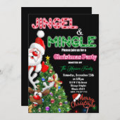 Vrolijk kerstfeest Uitnodiging Jingle & Mingle (Voorkant / Achterkant)