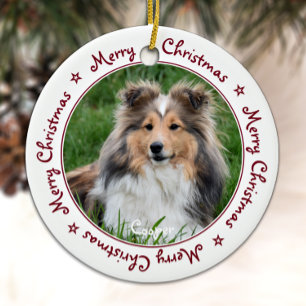 Vrolijk kerstfeest, unieke foto van Red Pet Keramisch Ornament