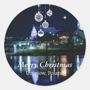 Vrolijk kerstfeest - Unijow, Lodz, Polen Ronde Sticker