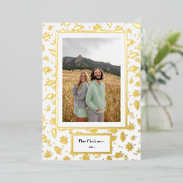 Vrolijk kerstfeest! Uw foto- en familienamen en ja Folie Feestdagenkaart