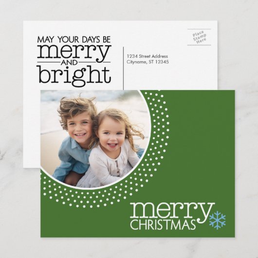 Vrolijk Kerstfeest - Vakantiefoto Stippen Briefkaa Feestdagenkaart (Voorkant / Achterkant)