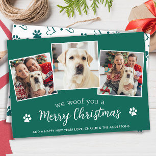 Vrolijk kerstfeest van de hond Custom 3 Pet Foto Feestdagenkaart
