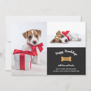 Vrolijk kerstfeest van de hond   fotorooster met h feestdagenkaart