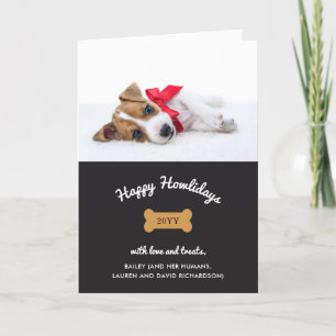 Vrolijk kerstfeest van de hond   Houtskool met fot Feestdagen Kaart
